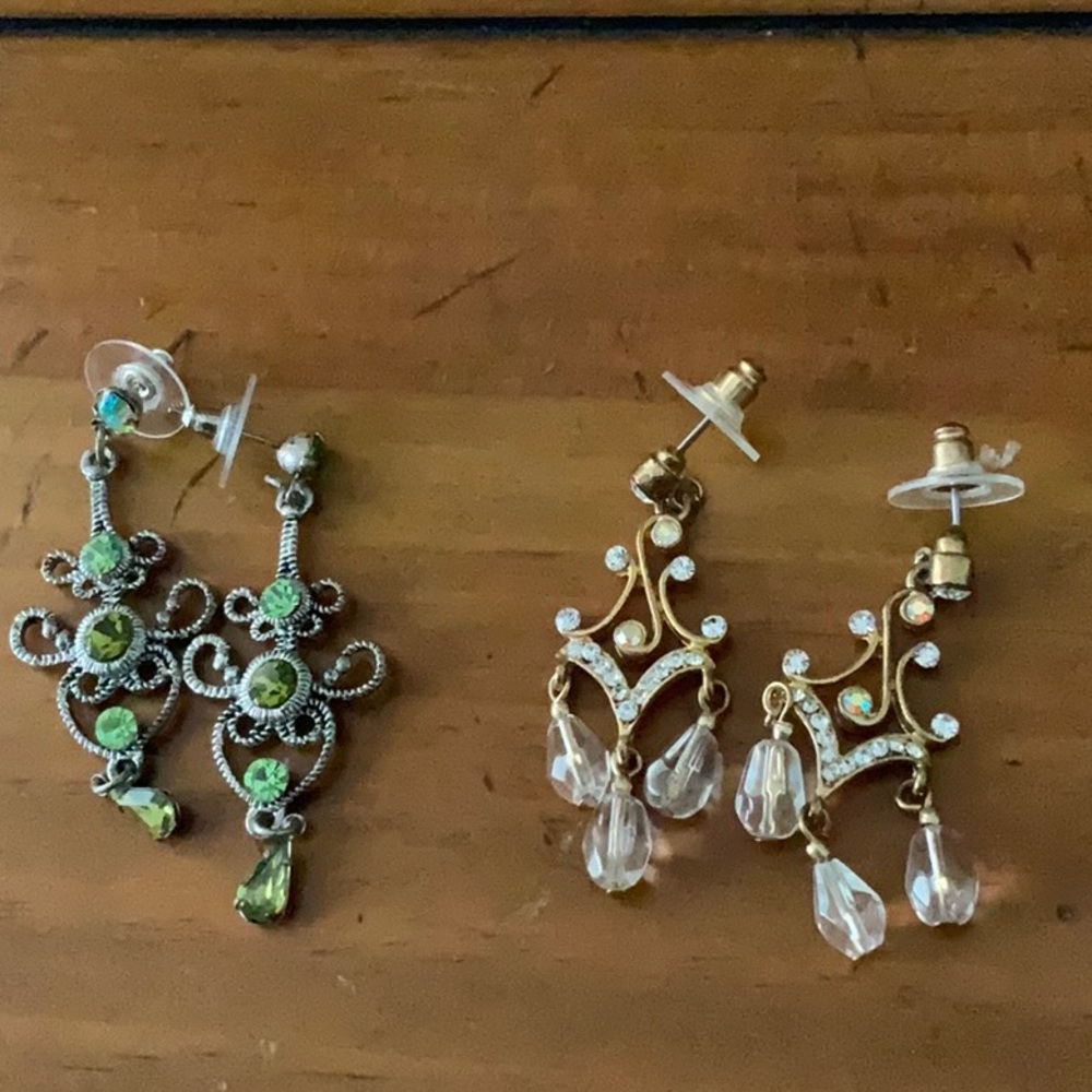 2 pair of chandelier earrings